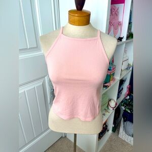 Torrid light pink Ribbed high neck crop tank